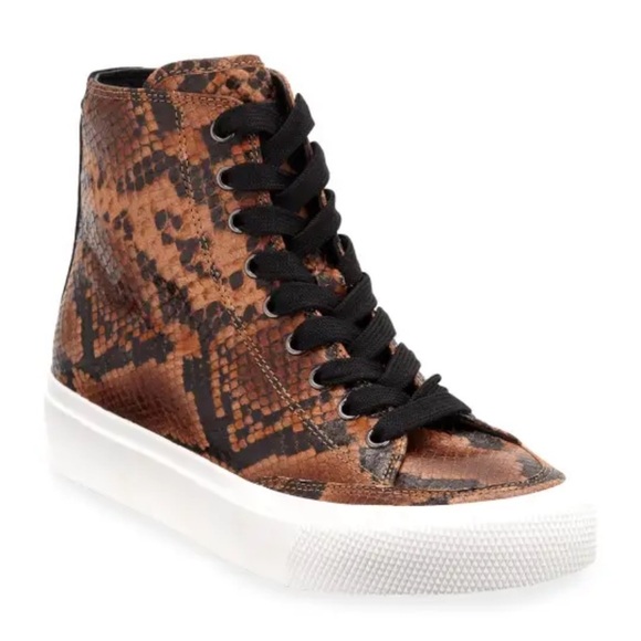 Rag‎ & Bone Army Snake-Print High Top Sneakers - Picture 1 of 9